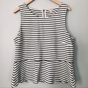 J. Crew B&W Stripe Peplum Tank